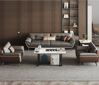 Ensemble de canapés en cuir de style italien moderne pour salon, design exécutif en bois