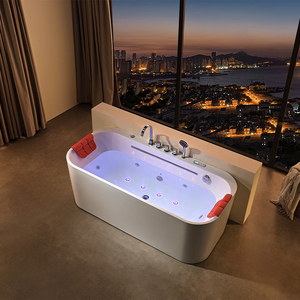 하이 퀄리티 아크릴 독립형 욕조 오버플로 및 배수구 현대 담그기 욕조 - Product Image 4