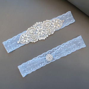 Lot de 2 jarretières élastiques personnalisées en <span class=keywords><strong>dentelle</strong></span> avec strass et perles <span class=keywords><strong>pour</strong></span> demoiselles d'honneur, cadeau de fête prénuptiale et enterrement de vie de jeune fille - Product Image 5