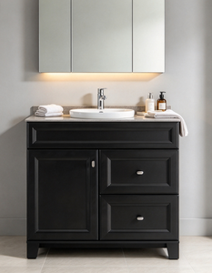 Meubles-lavabos de salle de bain contemporains noirs, prix d'usine en gros, Chine - Product Image 2
