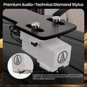 Tourne-disque vinyle tout-en-un avec 4 haut-parleurs intégrés, prend en charge 33/45 tours, sortie RCA AT-3600L - Product Image 3