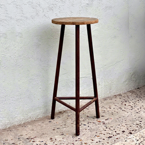 Banqueta High Solid Wood Bar Stool Rustic Tall Wooden Counter <b>Chair</b> Farmhouse Kitchen Seating Natural Timber Furniture Decor - Product Image 1