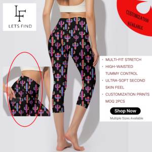 Hot Sale Custom Logo Design Girls Watercolor Printed Knitted Seamed High Waist Leggings Wholesale Casual Workout For Women