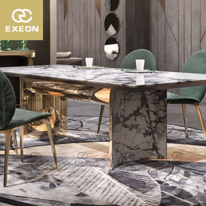 Light Luxury Luxury Design Rectangular Marble Dining Table Set Home Dining Room <strong>Furniture</strong> - Product Image 2