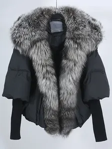 OFTBUY <span class=keywords><strong>Doudoune</strong></span> matelassée pour femme avec garniture en vraie fourrure <span class=keywords><strong>de</strong></span> renard, coupe oversize, manches lanternes, vente en gros, OEM, faible MOQ, expédition rapide, hiver - Product Image 4