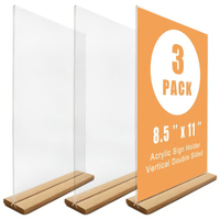 Présentation double face en forme de T en forme de L Cadre photo droit en acrylique Stand in Desk ou Table A4 A5 A6 Acrylic Sign Holder