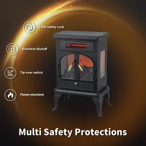 بيع بالجملة موقد كهربائي مثبت على الحائط مصباح زخرفي قائم حر 750W1500W مع جهاز تحكم عن بعد - Product Image 2