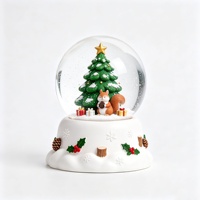Globo de Nieve de Resina con Dibujos Animados Navideños, Figura de Animal Adorable, Adorno de Bola de Nieve, Recuerdo Navideño, Regalo, Decoración para Mesa del Hogar