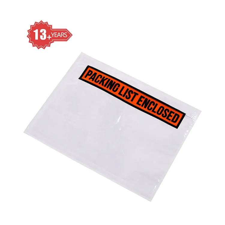 Waterproof Self Adhesive Clear Plastic Packing Slip Envelope for Documents