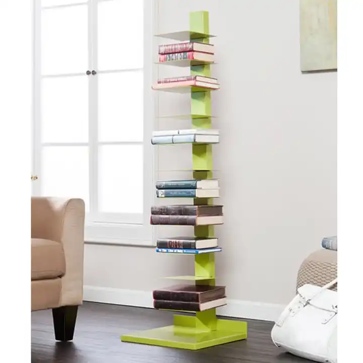 Torre de libros invisibles de metal de 7 niveles, estantería de columna  vertebral resistente, estante de almacenamiento de pie para libros, bandeja