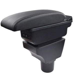 Vtear Bracciolo Anteriore per Auto in ABS e Pelle PU con Caricatore USB, Portabicchieri e Vano Portaoggetti Centrale, Accessori Interni per Ford <span class=keywords><strong>Figo</strong></span> 2018 - Product Image 1