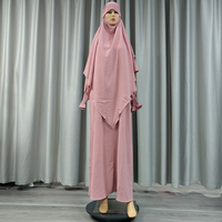Ensemble Robe Khimar 2 Couches en Crêpe Jazz au Design Tendance pour Femmes et Filles Musulmanes, Mode Pudique, Abaya de Prière, Caftan, Jilbab, Vêtement