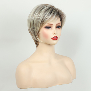 <span class=keywords><strong>Parrucche</strong></span> Sintetiche Resistenti al Calore con Taglio Corto Pixie Ombre Biondo per Donne, Vendita all'Ingrosso - Product Image 3