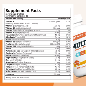 Compresse Multivitaminiche Biologiche Personalizzate OEM, Supporto Immunitario, 60 Compresse Facili da Deglutire per la Salute di Ossa, Cuore <span class=keywords><strong>e</strong></span> Cervello, Vitamina B12 per Adulti - Product Image 4