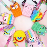 Factory Wholesale New Handbag Push Bag For Girls Kids Gift Cartoon Unicorn Fruits Silicone Fidget Purse Toy it Popped Bag
