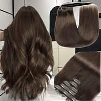 Extensiones de Cabello Humano Natural Baratas, Paquetes de Cabello con Clip, Extensiones de Cabello Humano 10A, Cabello Indio Virgen Trenzado