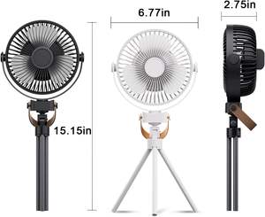 Ventilateur de camping extérieur multifonctionnel 2-en-1 avec batterie au lithium 18650 de 2400 mAh, design de table et suspendu, avec lumière LED - Product Image 5