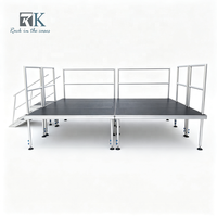 Scène modulaire robuste en aluminium pour événements, avec escaliers et garde-corps, pour mariages, concerts et autres événements
