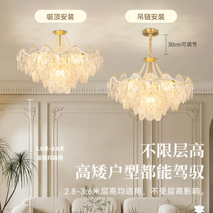 All Copper French Style Chandelier Led <b>Light</b> Round Multi Head For Living Room Bedroom Home Warm Pearl Creative Design - Product Image 1