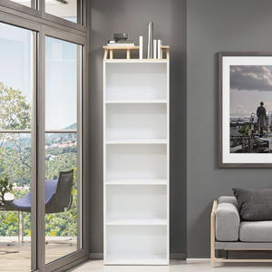 Kệ Gỗ Hiện Đại Tủ Sách Treo Tường Thư Viện Có Thang Kệ Sách Màu Trắng - Product Image 2
