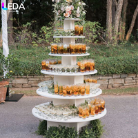 LEDA Modern Events Décoration d'anniversaire Socle rond en acrylique blanc à cinq niveaux pour table de desserts de mariage
