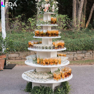 Leda โต๊ะวางขนมอะคริลิคสีขาวทรงกลมห้าชั้นสำหรับจัดงานแต่งงาน - Product Image 1