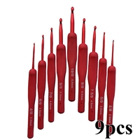 9 pièces/ensemble crochet en métal rouge Kit de crochet en aluminium TPR tricot