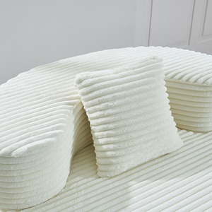 ชุดเตียงโซฟาผ้าสักหลาดพับได้แบบทันสมัยไม่มีที่วางแขนหมอนหุ้มเบาะสำหรับวิลล่าอพาร์ทเมนต์ห้องนอนหอพักสีขาว - Product Image 5