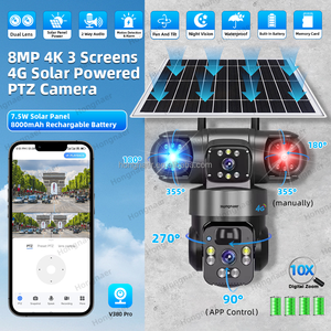 Hongnaer Kamera CCTV keamanan tenaga surya, 8MP 4G deteksi gerakan tahan air kamera IP CCTV V380 Pro 4K 3 lensa ganda kartu Sim 4G - Product Image 2