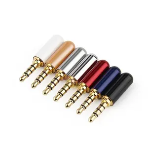 Mini 3.5 TRRS Male Connector Plug three 4mm tail hole audio plug Supplier gold-plated binaural stereo assembly