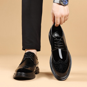 Cómodos Zapatos de vestir formales para hombre de cuero negro 38-48 tamaño tenis Iglesia uso ligero puntiagudo hecho India negro PU - Product Image 5