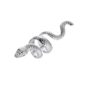 20051-1 European and American long cool handsome men's punk style metal animal retro exaggerated snake ring