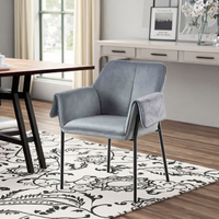 Chaise de salle à manger moderne avec cadre en fer, accoudoirs et revêtement en tissu, hauteur réglable - Garantie 1 an pour appartement, maison, bureau, hôtel