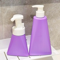 Botol busa sabun cair cuci wajah kosmetik ungu bentuk segitiga PP PE 200ml 400ml