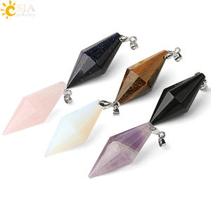 Csja רב פרמידה חרוט רייקי אופל שרשראות תכשיטים אבן טבעית ריפוי קריסטל קסם תליון g421 - Product Image 3