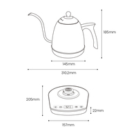 Bouilloire électrique en acier inoxydable multicolore 0,8 L 1200 W avec couvercle à poignée en bois, design bec de cygne pour le café filtre, théière portable