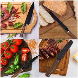 Wholesale Household Kitchen Cutlery <b>Set</b> Coated Wood Grain Stainless Steel Kitchen <b>Knife</b> <b>Set</b> with Wooden <b>Knife</b> Block - Product Image 5