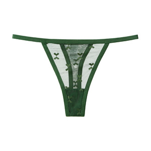 Tanga de malla transparente para mujer, de color sólido, con tirantes finos, cintura baja, sexy, transpirable, transparente, ropa interior tipo G-string para damas, OEM ODM - Product Image 6