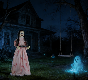 Nuova Decorazione <span class=keywords><strong>Halloween</strong></span> 2026 - Fantasma da Esterno con Effetto Sonoro Horror, Testa Oscillante Controllata dalla Voce e Luci Decorative - Product Image 2