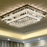 Éclairage Métal Carré Cristal Plafonnier Hôtel Lobby Luxe Luminaires pour la Maison Luxe Plafonnier Cristal