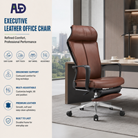 Chaise de bureau de direction à dossier haut en cuir, ergonomique, pivotante, inclinable, avec base chromée