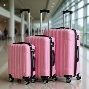 Ensemble de valises rigides 3 en 1 Db avec roulettes pivotantes et serrure à combinaison pour voyage, rose - Product Image 2