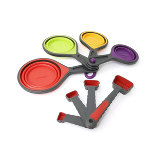 8 Miếng Di Động <span class=keywords><strong>4</strong></span> Trong <span class=keywords><strong>1</strong></span> Có Thể Gập Lại Silicone Pp Xử Lý Cốc Đo Và Bộ Thìa - Product Image 1