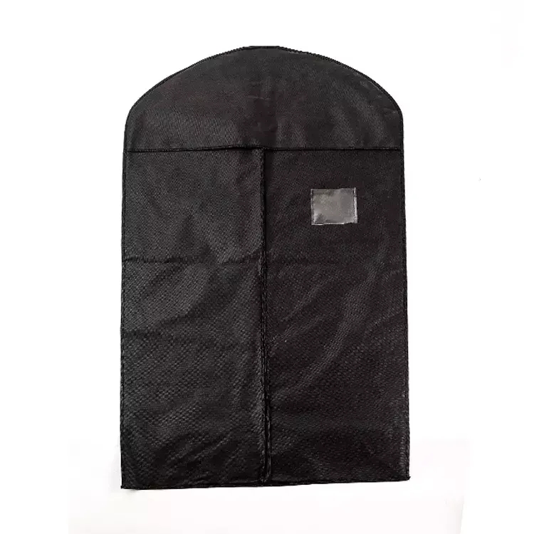 Custom logo foldable waterproof non woven garment bag suit cover with clear window