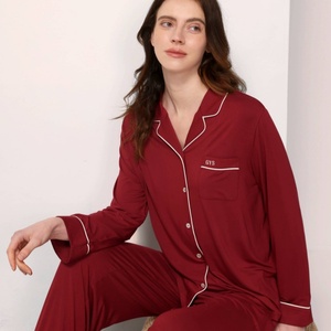 Pyjamas confortables Fournisseur d'usine Ensembles de pyjamas en bambou biologique Ensembles de vêtements de détente de haute qualité Ensembles pour femmes - Product Image 5