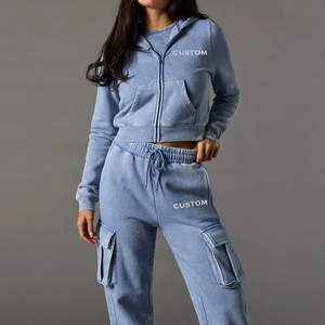 Conjunto de Sudadera con Capucha y Pantalones Deportivos <span class=keywords><strong>para</strong></span> Mujer, con Logotipo Personalizado del Fabricante, Diseño Gráfico, Cierre de Cremallera, Talla Grande, Manga Larga, Estilo Casual - Product Image 1