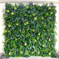 Mur végétal artificiel NINI en soie décorative 5D, toile de fond enroulable 2,4 m x 2,4 m, toile de fond Forêt Enchantée, mur de plantes vertes
