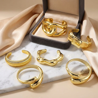 Gelang Manset Emas Tebal untuk Wanita, Ringan, Akrilik Cair, Organik, Lebar, Terbuka, Gaya Y2K, Perhiasan Pesta, Hadiah