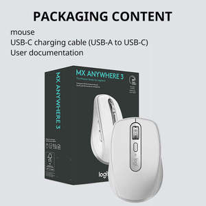 Souris sans fil ergonomique verticale silencieuse rechargeable USB pour ordinateur de bureau, Anywhere 3s 2.4g, couleur argent, MX Anywhere 3s - Product Image 6