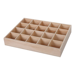 Boîte de rangement en bois à plusieurs compartiments, plateau rectangulaire à diviseurs 34x27x5cm pour l'organisation et l'emballage - Product Image 4